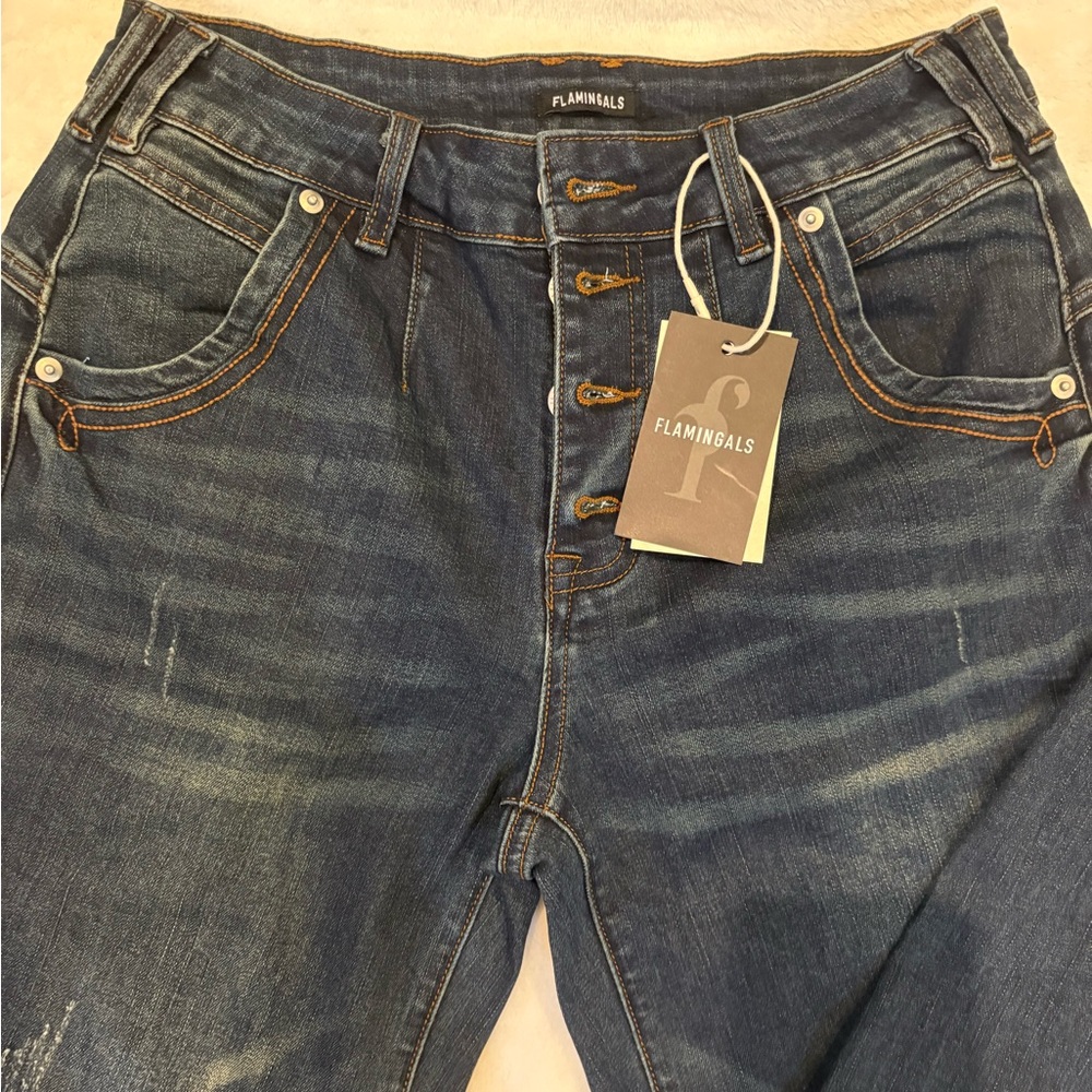 Flamingals Women's High Rise Denim Jeans - Indigo